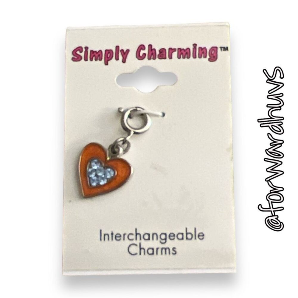 Simply Charming Orange Heart Rhinestone Interchangeable Charm